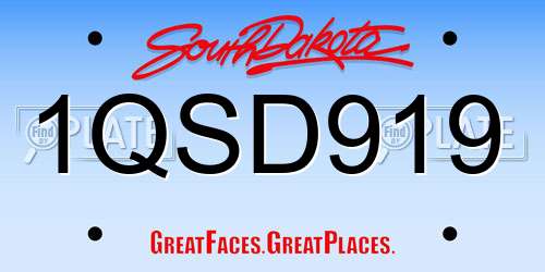 1QSD919 South Dakota License Plate