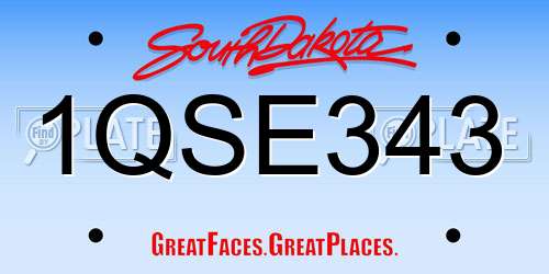 1QSE343 South Dakota License Plate