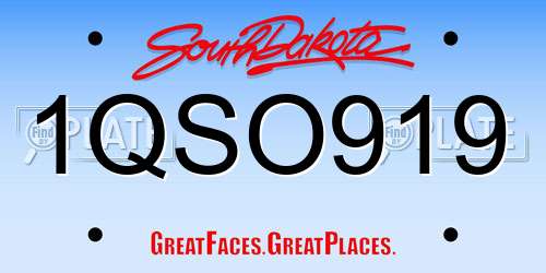 1QSO919 South Dakota License Plate
