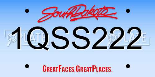 1QSS222 South Dakota License Plate