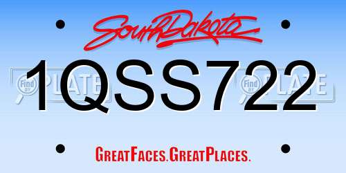 1QSS722 South Dakota License Plate