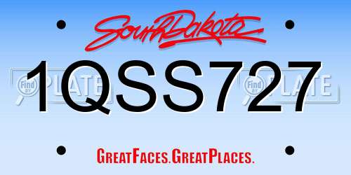 1QSS727 South Dakota License Plate
