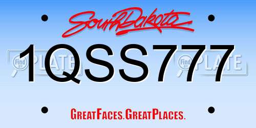 1QSS777 South Dakota License Plate