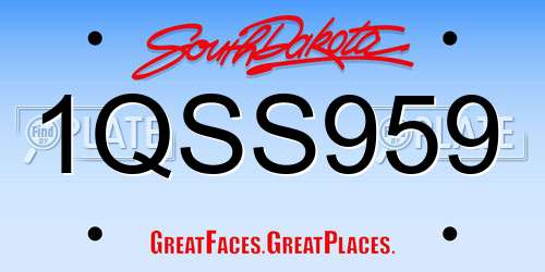 1QSS959 South Dakota License Plate
