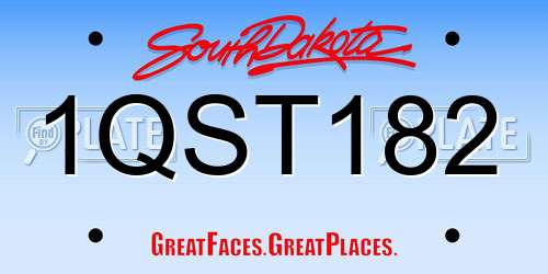 1QST182 South Dakota License Plate