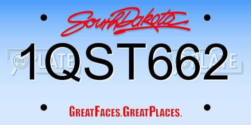 1QST662 South Dakota License Plate