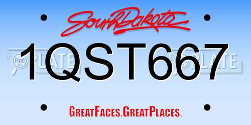 1QST667 South Dakota License Plate