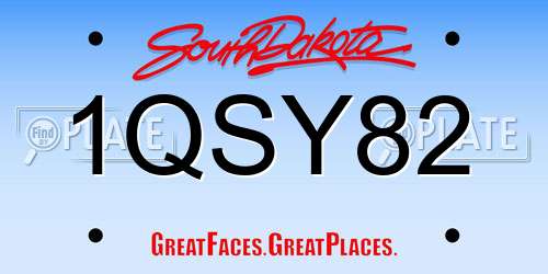 1QSY82 South Dakota License Plate