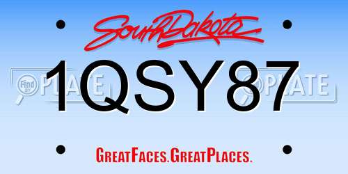 1QSY87 South Dakota License Plate