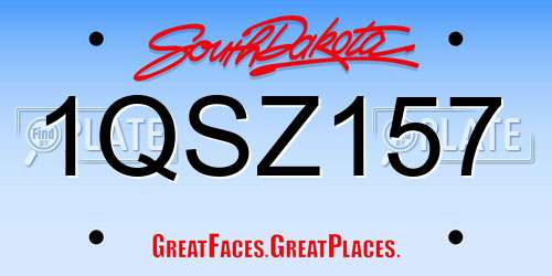 1QSZ157 South Dakota License Plate