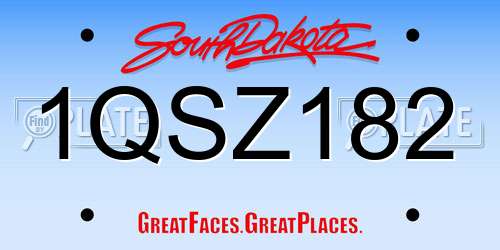 1QSZ182 South Dakota License Plate
