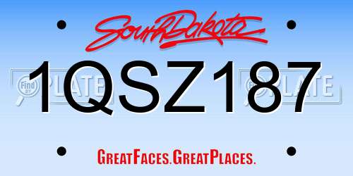 1QSZ187 South Dakota License Plate