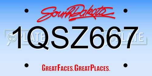 1QSZ667 South Dakota License Plate