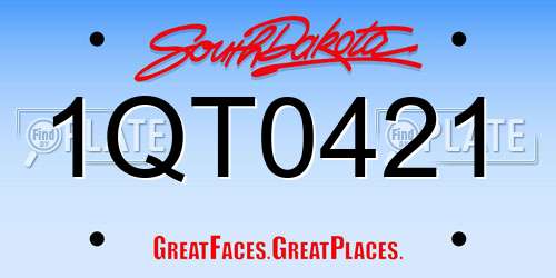 1QT0421 South Dakota License Plate