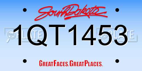 1QT1453 South Dakota License Plate