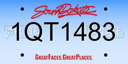 1QT1483 South Dakota License Plate