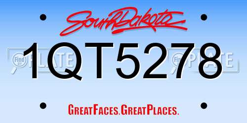 1QT5278 South Dakota License Plate