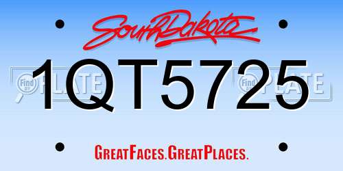 1QT5725 South Dakota License Plate