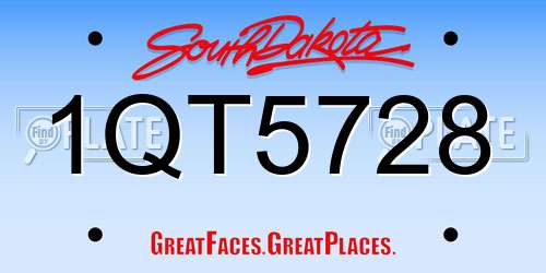 1QT5728 South Dakota License Plate