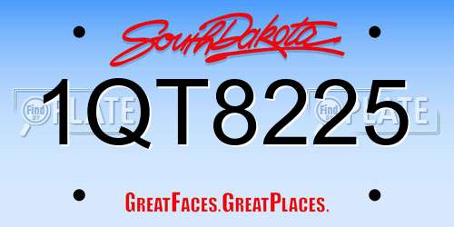 1QT8225 South Dakota License Plate