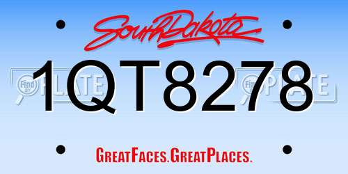 1QT8278 South Dakota License Plate