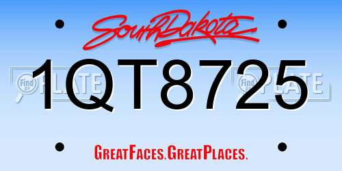 1QT8725 South Dakota License Plate