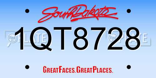 1QT8728 South Dakota License Plate