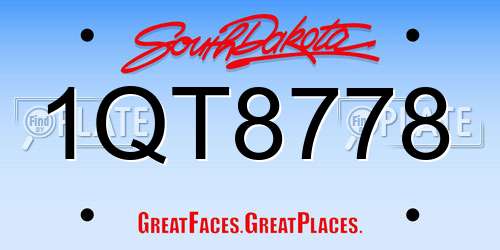 1QT8778 South Dakota License Plate