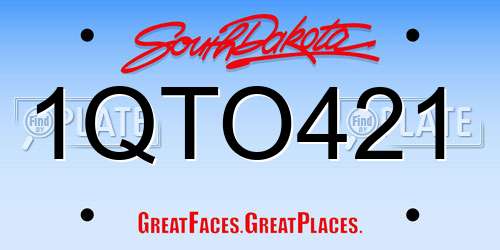 1QTO421 South Dakota License Plate