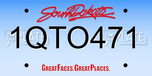 1QTO471 South Dakota License Plate
