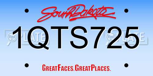 1QTS725 South Dakota License Plate