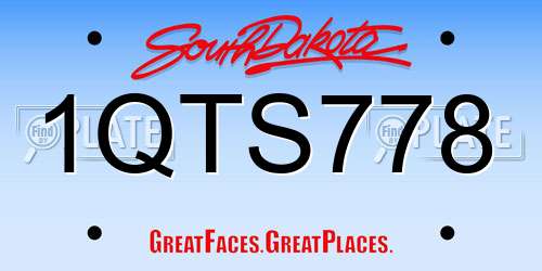 1QTS778 South Dakota License Plate