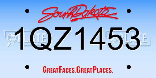 1QZ1453 South Dakota License Plate