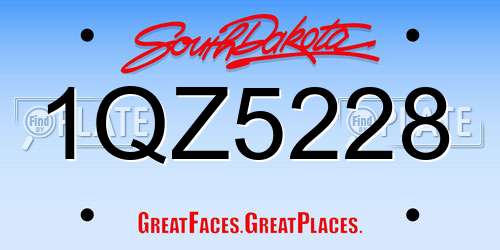 1QZ5228 South Dakota License Plate
