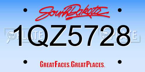 1QZ5728 South Dakota License Plate