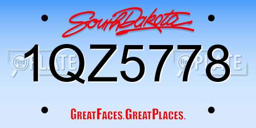 1QZ5778 South Dakota License Plate