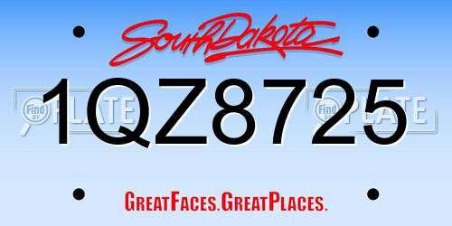 1QZ8725 South Dakota License Plate
