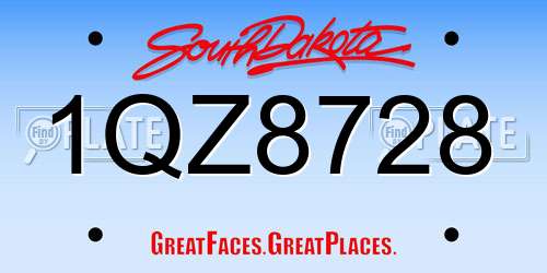1QZ8728 South Dakota License Plate