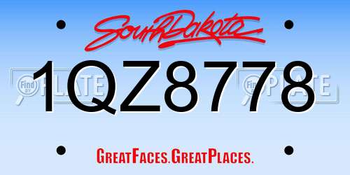 1QZ8778 South Dakota License Plate
