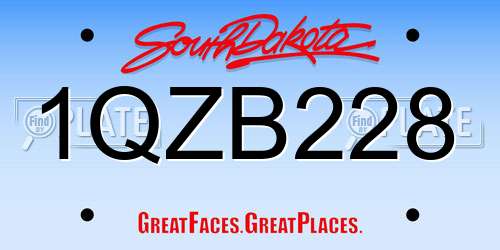 1QZB228 South Dakota License Plate