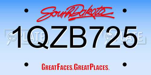 1QZB725 South Dakota License Plate