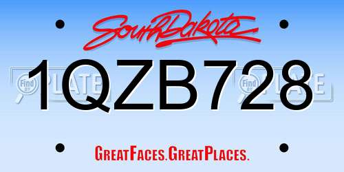 1QZB728 South Dakota License Plate