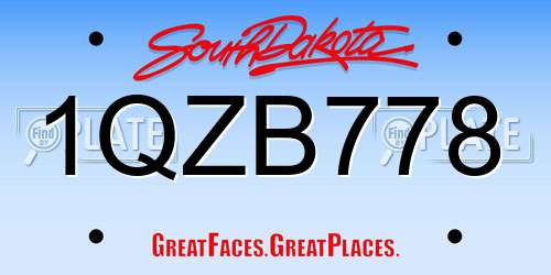 1QZB778 South Dakota License Plate