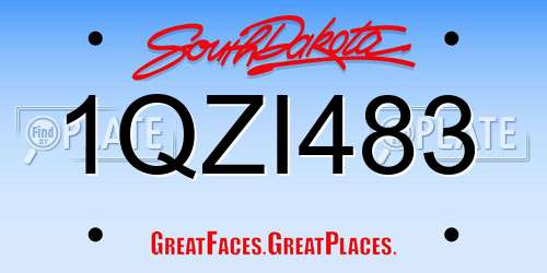 1QZI483 South Dakota License Plate