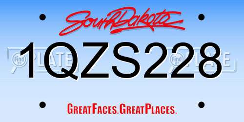 1QZS228 South Dakota License Plate