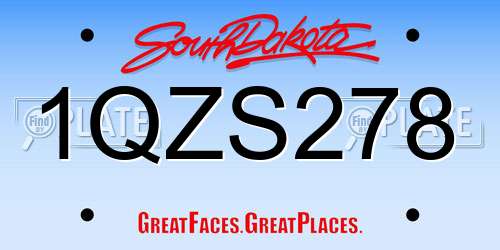 1QZS278 South Dakota License Plate