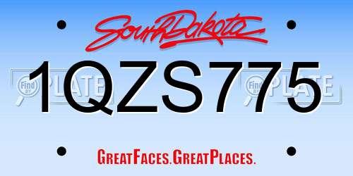 1QZS775 South Dakota License Plate