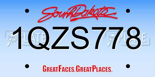 1QZS778 South Dakota License Plate