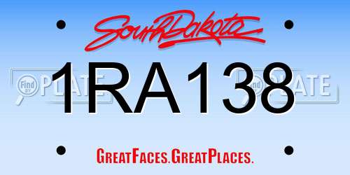 1RA138 South Dakota License Plate