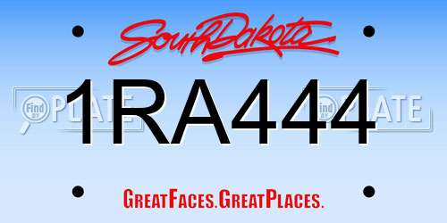 1RA444 South Dakota License Plate